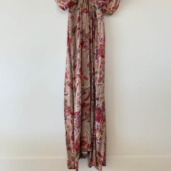 VICI Kemya Floral Kimono Midi Dress XS Red Cream Rayon Boho Resort Vacation - Picture 5 of 14
